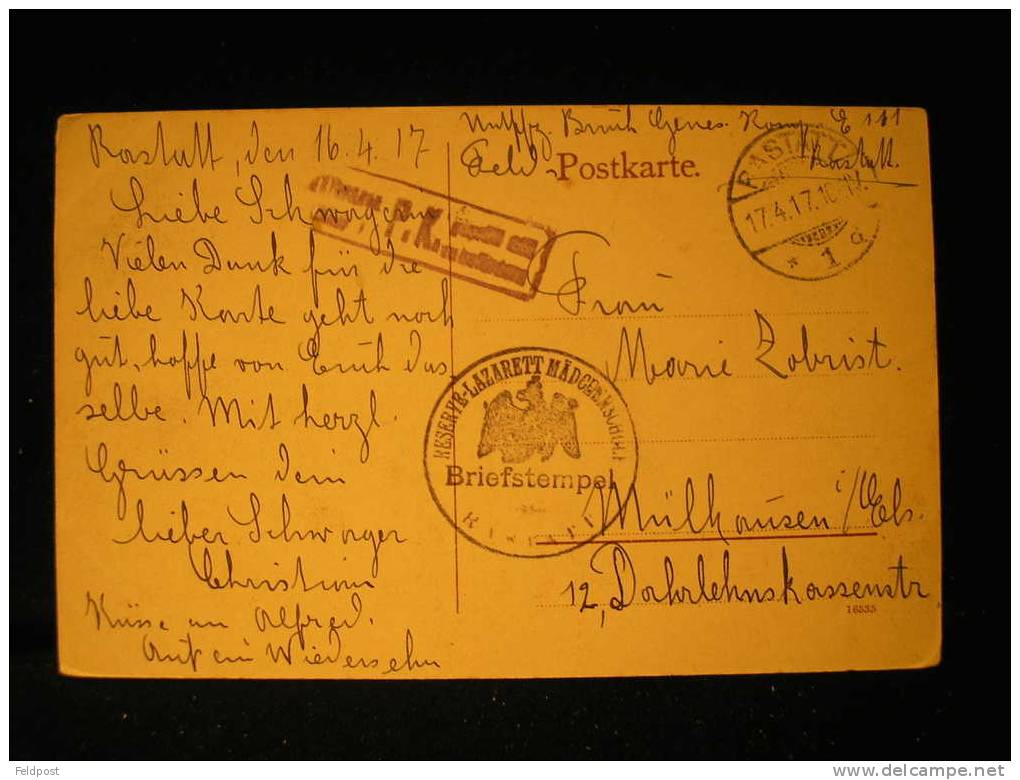 Cachet Reserve Lazarett RASTATT 1917 - Frankeermachines (EMA)