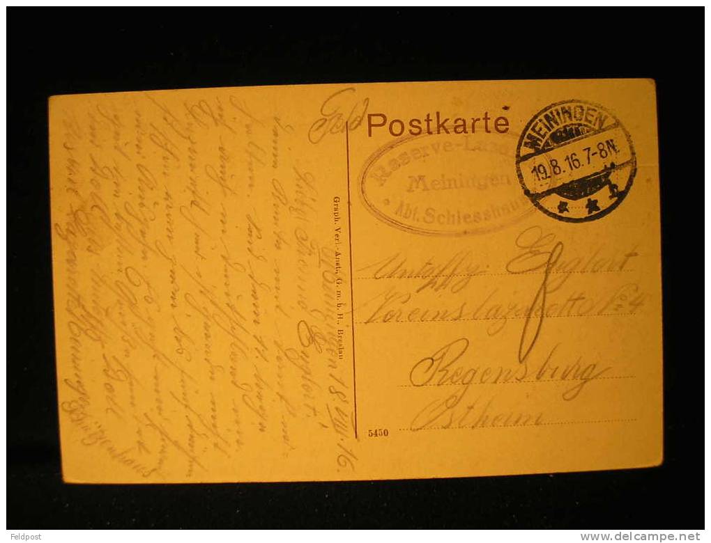 Cachet Reserve Lazarett MEININGEN 1916 - Franking Machines (EMA)