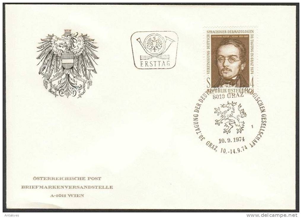 Austria Osterreich 1974 F. Ritter V. Herba FDC - Briefe U. Dokumente