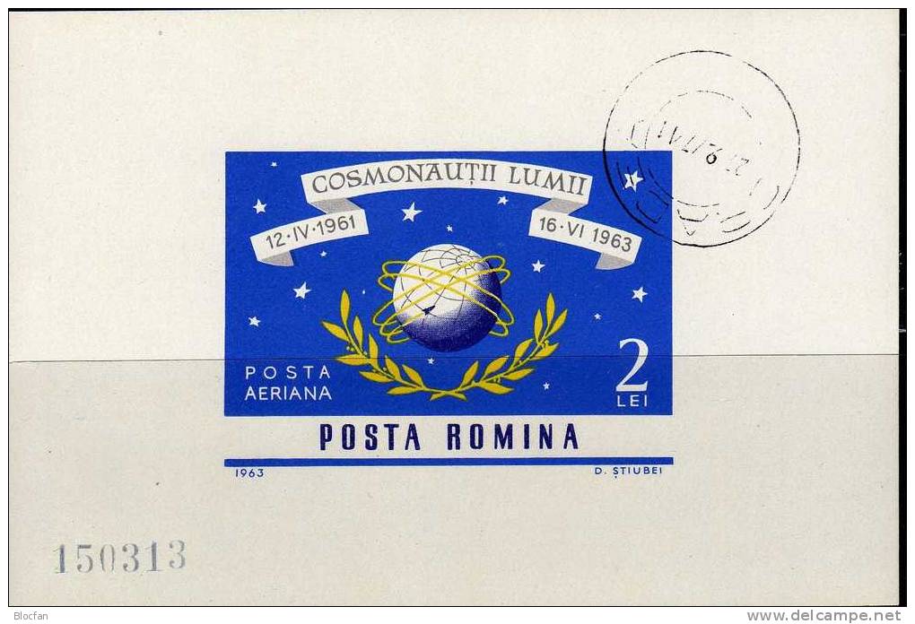 Raumfahrt 1964 USA/SU Rumänien Block 56 Typ A Plus B O 25€ Erde/Raketen Im All Bloque Bloc Hb M/s Space Sheet Bf ROMANIA - Europe