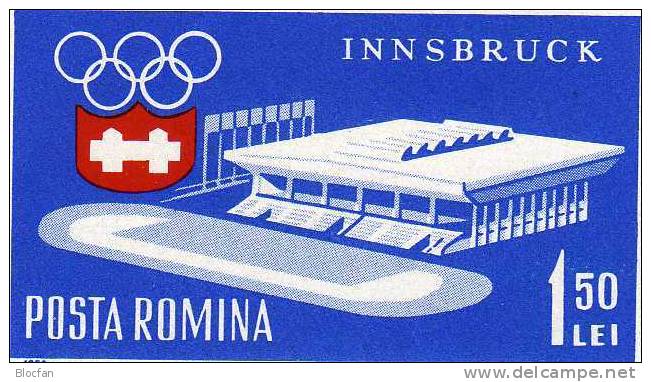 Innsbruck Olympia-Sieger 1964 Rumänien 2211 Aus Block 55 ** 12€ Olympisches Dorf Stadion Eissport-Halle Sheet Bf ROMANIA - Winter 1964: Innsbruck