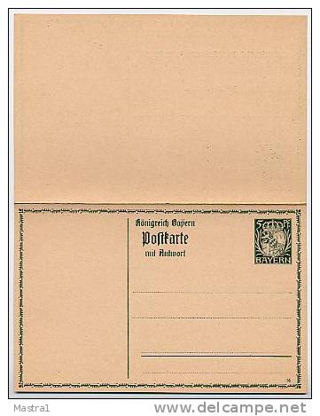 BAYERN P95/03 Antwort-Postkarte 1916 Kat. 5,50 € - Postal  Stationery