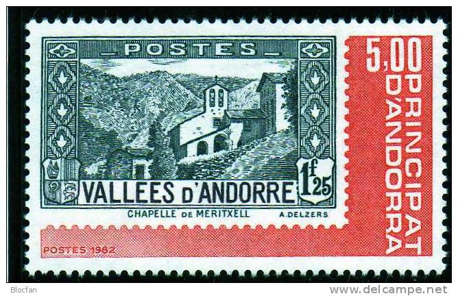 Briefmarken-Ausstellung 1981 Andorra 325+Block 1 ** 5€ Marke Auf Marke Expo Stamp On Stamp Hb Ms Sheet Bf ESPANA-Andorre - Mühlen