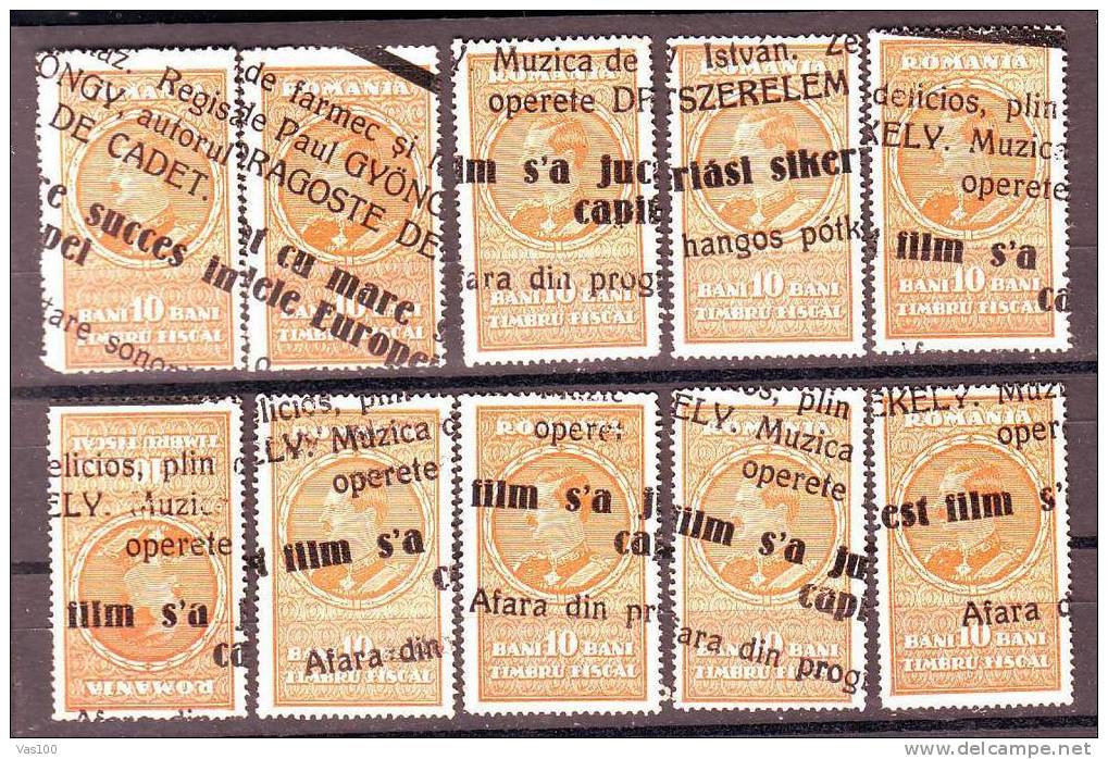 Romania OLD  10 FISCAL STAMP  VERY INTERESTING CANCELLATION - Fiscaux
