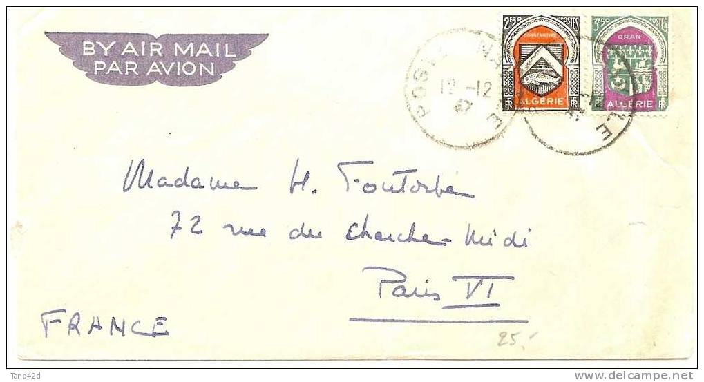 REF LGM - ALGERIE - LETTRE AVION OBL. POSTE NAVALE 12/12/1947 - Briefe U. Dokumente