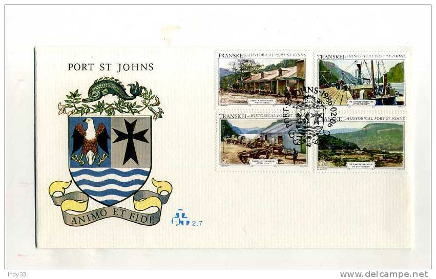 - TRANSKEI . FDC PORT ST JOHNS . CACHET 1er PORT ST JOHNS 6/2/86 . AVEC COURRIER - Transkei