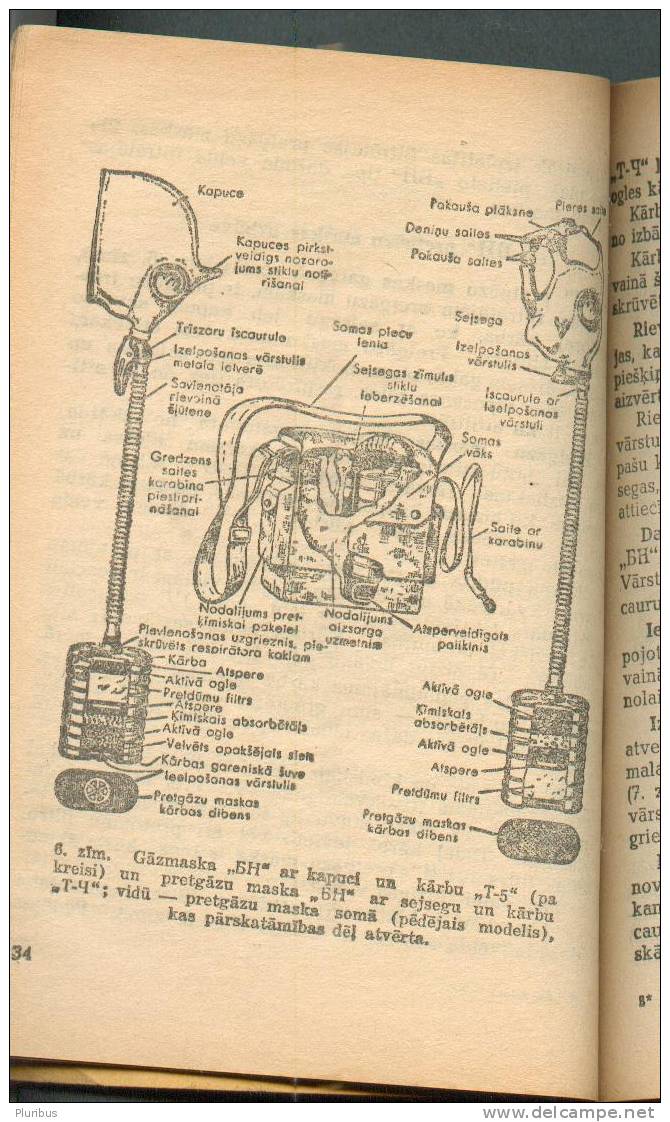 1941 LATVIA RUSSIA AIR DEFENCE MANUAL, GAS MASK - Alte Bücher