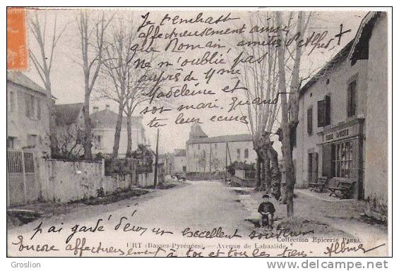 URT (BASSES PYRENEES) AVENUE DE LABASTIDE (EPICERIE PARRA ET PETITE ANIMATION) 1921 - Sonstige & Ohne Zuordnung