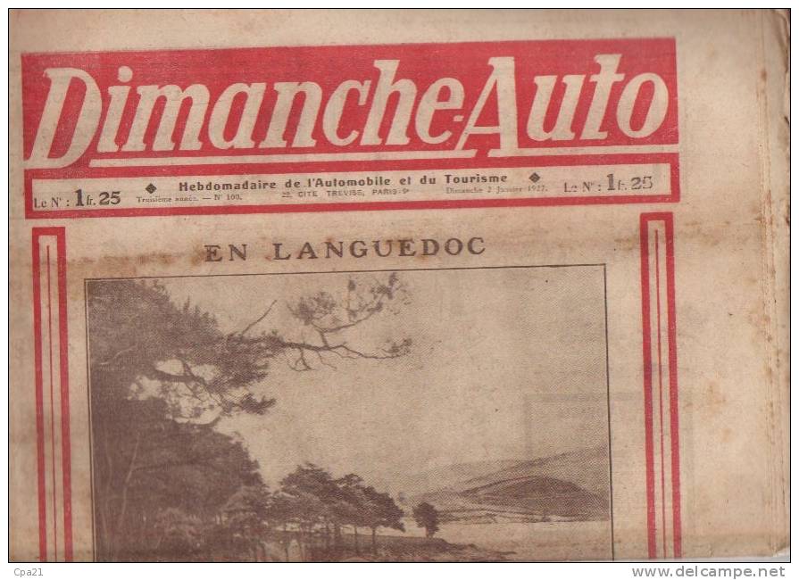 DIMANCHE AUTO 2 Janvier 1927 Tourisme, Pub, L´indicateur Des Routes, En Languedoc Saint Férréol ... - 1900 - 1949