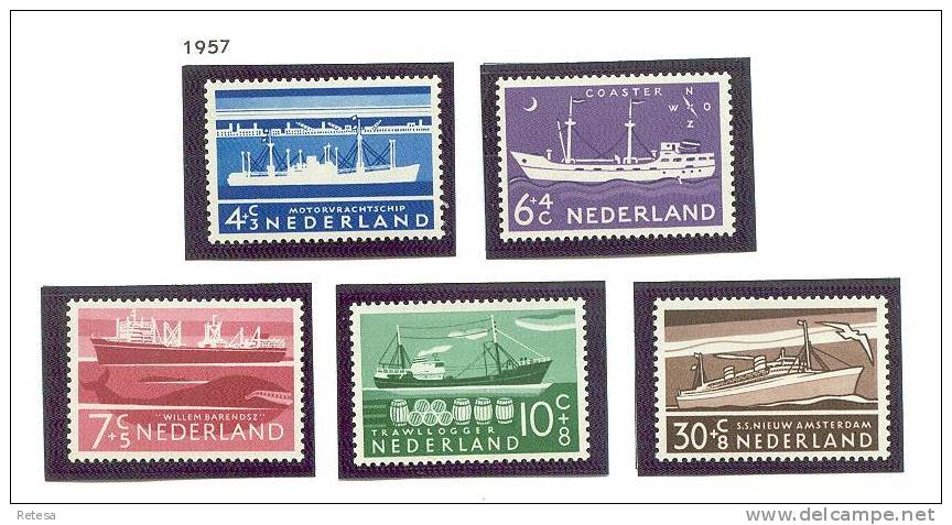 NEDERLAND ZOMERZEGELS  SCHEPEN  1957 ** - Unused Stamps