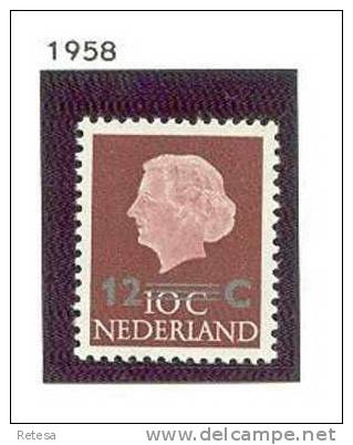 NEDERLAND KONINGIN JULIANA MET OPDRUK 1958 ** - Ongebruikt