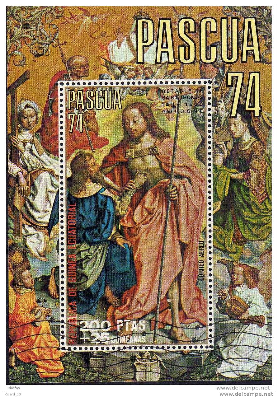 Bloc De Guinée équatoriale, Fête, Pâques 1974, Retable De St Thomas, Cologne, Jésus - Easter