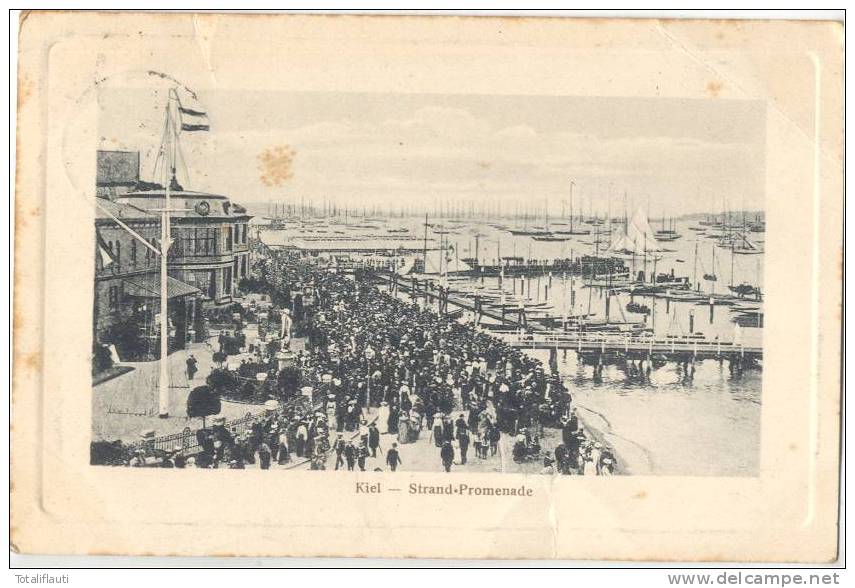Kiel Strandpromenade Hafen Geprägt Belebt 26.7.1911 Gelaufen - Kiel