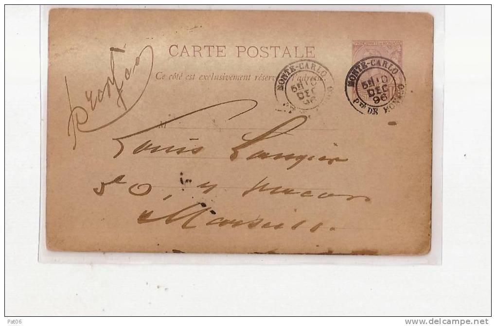 Principauté De Monaco « MONTE-CARLO » - Postal Stationery