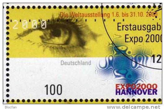 Das Auge Weltausstellung EXPO Hannover BRD 2089 10-KB SST 12€ EXPO - Emblem - 2000 – Hannover (Germania)