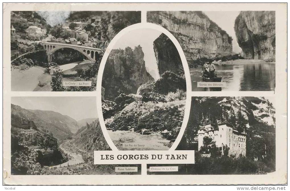 Cp , 12 , MILLAU , Les Gorges Du Tarn , Multi-Vues , Voyagé 1956 - Millau