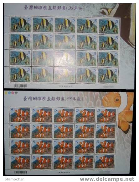 2006 Taiwan Coral Reef Fish Stamps Sheets Fauna Marine Life - Blocs-feuillets