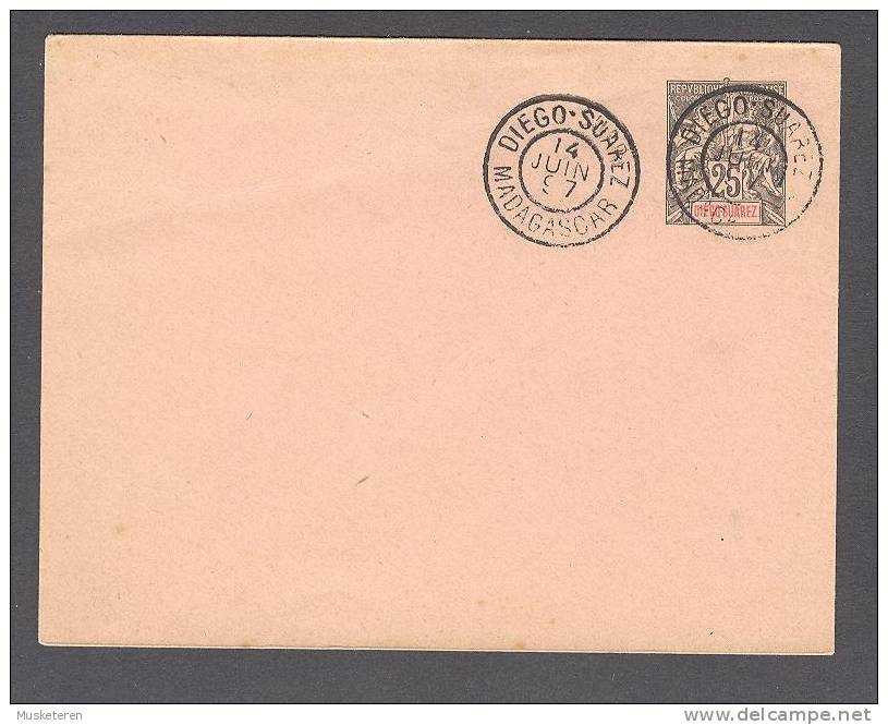 France Diego-Suarez Postal Stationery Ganzsache Deluxe Diego-suarez Madagascar 1897 Cancel Cover VERY SCARCE !! - Andere & Zonder Classificatie