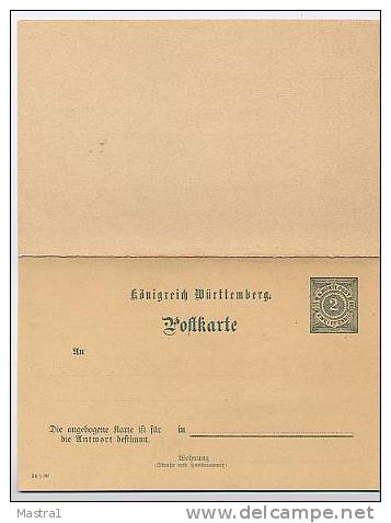 WÜRTTEMBERG P42 Antwort-Postkarte Druckdatum 14 5 00 1 Kat. 4,00 € - Ganzsachen