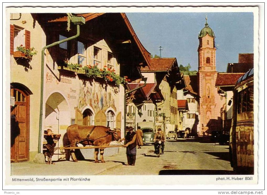 GERMANY - Mittenwald, Part Of The Street And Church - Mittenwald