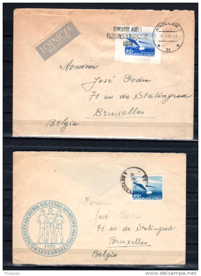 Pologne 1957, 7e Expo  Philatélique De Varsovie, Avion 40  + Nd Sur Lettres - Covers & Documents