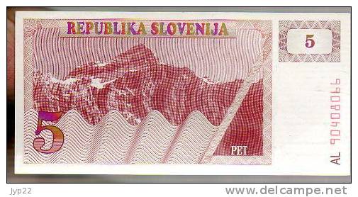 Billet Slovénie Slovenija - Valeur : 5 - N° 90408066 - Eslovenia