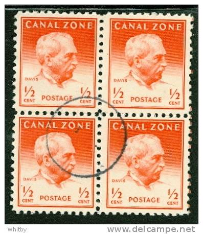 1946 1/2 Cent Canal Zone George Davis Issue  #136  Block Of 4 - Zona Del Canale / Canal Zone