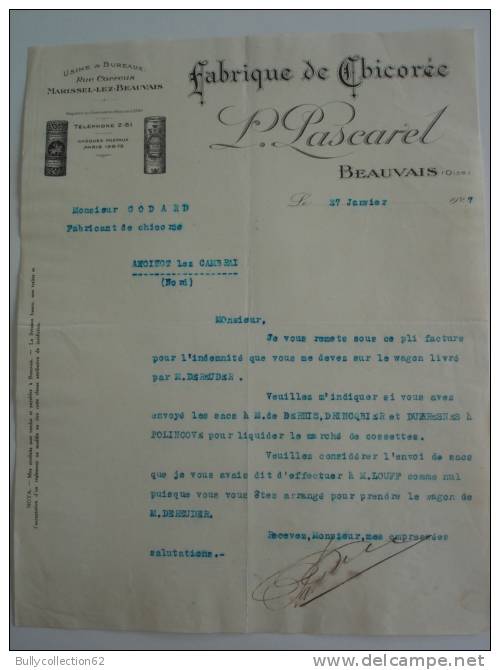 F.461  Fabrique De Chicorée  L-PASCAREL  à  BEAUVAIS - Alimentos