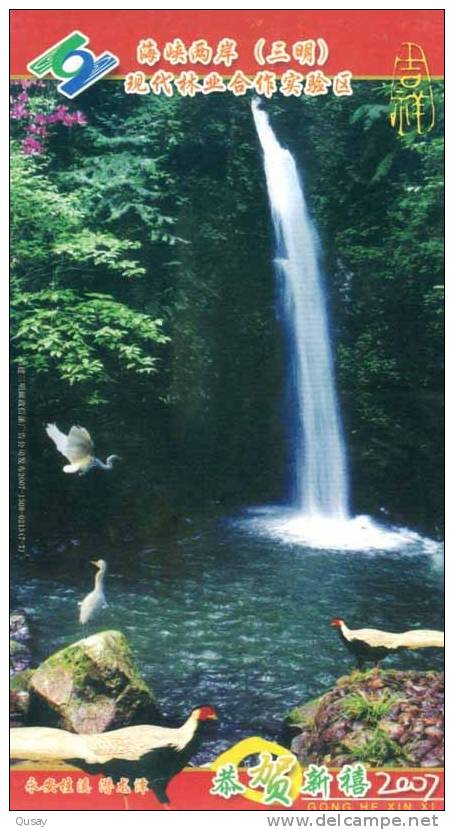 Waterfall Bird Pheasants ,    Prepaid Card  , Postal Stationery - Galline & Gallinaceo