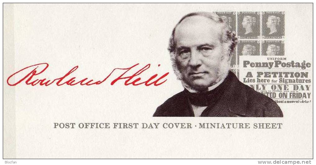 Generalpostmeister Sir Hill In London Großbritannien FDC Block 2 SST 2€ Traditionelle Postuniform - Rowland Hill