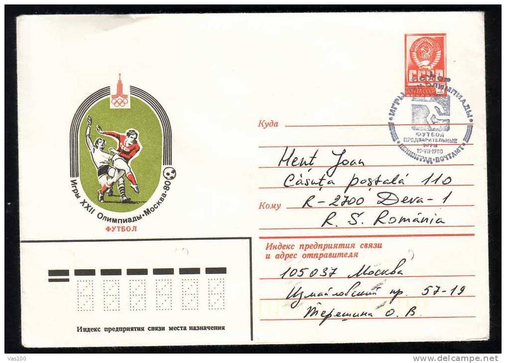 RUSSIA 1980  Cover Entier Postaux   Campionship FOOTBALL ,SOCER OLYMPIC GAMES MOSCOVA. - Winter 1980: Lake Placid