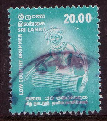 2001 -  Sri Lanka Low Country Drummer Rs 20 AQUA Stamp FU - Sri Lanka (Ceylon) (1948-...)