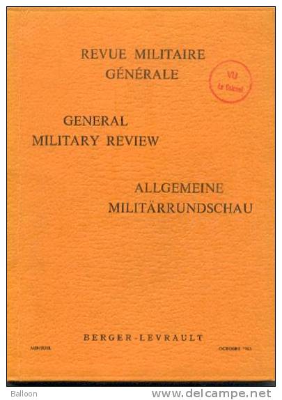Revue Militaire Générale N°8 - Octobre 1965 - French
