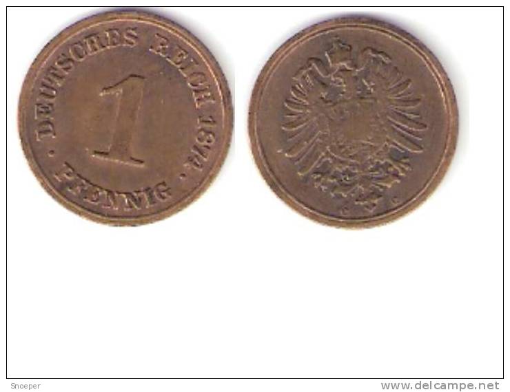 Germany 1 Pfennig 1874 C Km 1 , F+ - 1 Pfennig