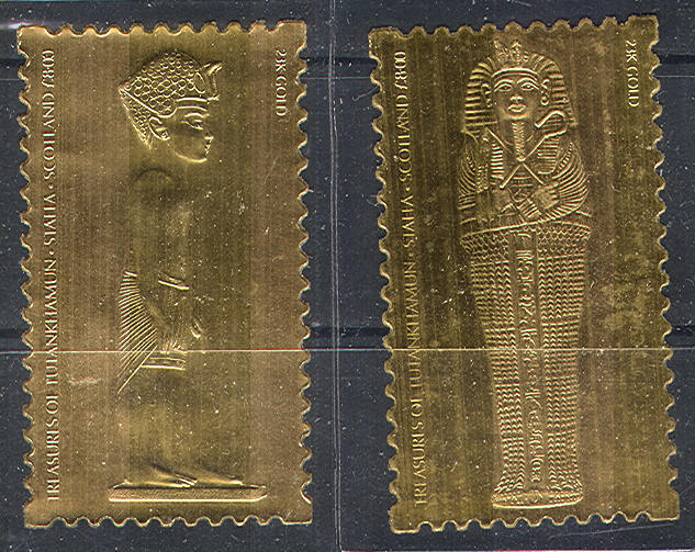 M2135 History Archeology Pharaon Egyptology GOLD 22K Golden 1980 Staffa Channell Isl 2v MNH ** FV 16£ - Local Issues