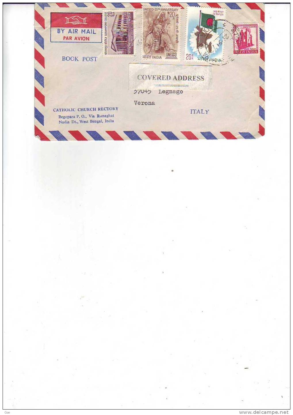 INDIA  1973 - Yvert  357-328-277 - Letera Per L'Italia - Briefe U. Dokumente