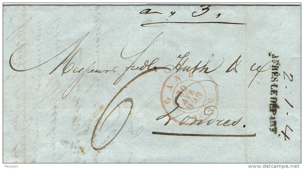 Carta Precurseur GAND  (Belgica) 1850 A London - 1830-1849 (Independent Belgium)