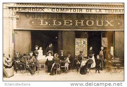 Carte Photo .Groupe Devant  Café. Restaurant..Lehoux..Comptoir De La Touraine - A Identifier