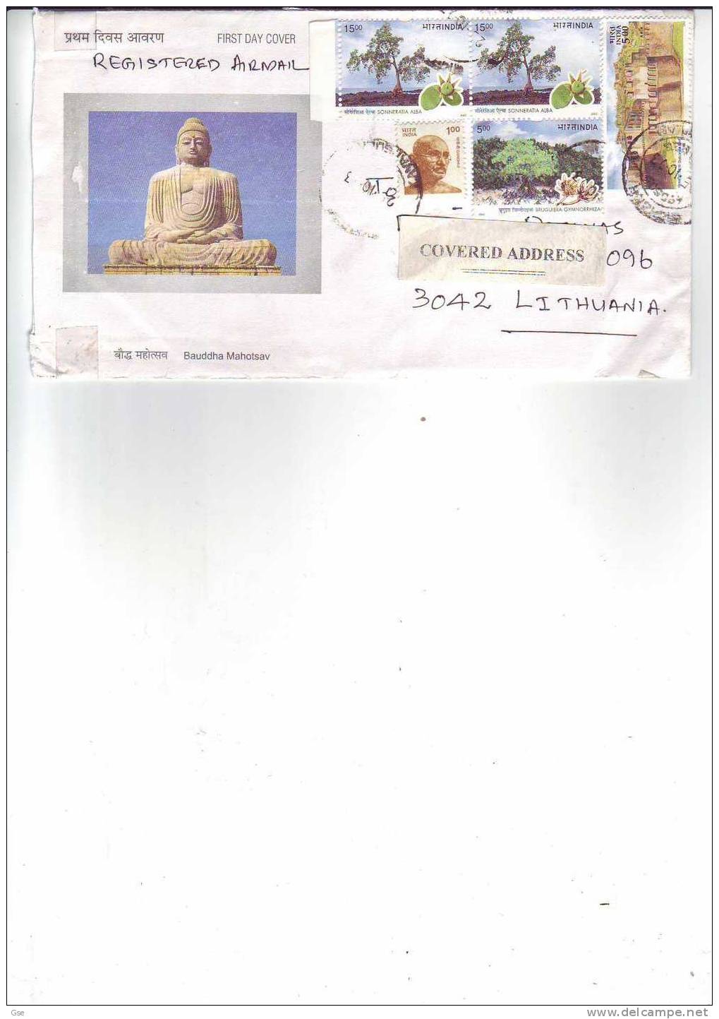 INDIA  2003 - Raccomandata Per La Lituania -  Tassata (storia Postale) - Briefe U. Dokumente