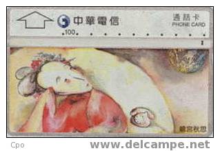 # TAIWAN 9999-15 Drawing - Woman & Phone 100 Landis&gyr   Tres Bon Etat - Taiwan (Formosa)