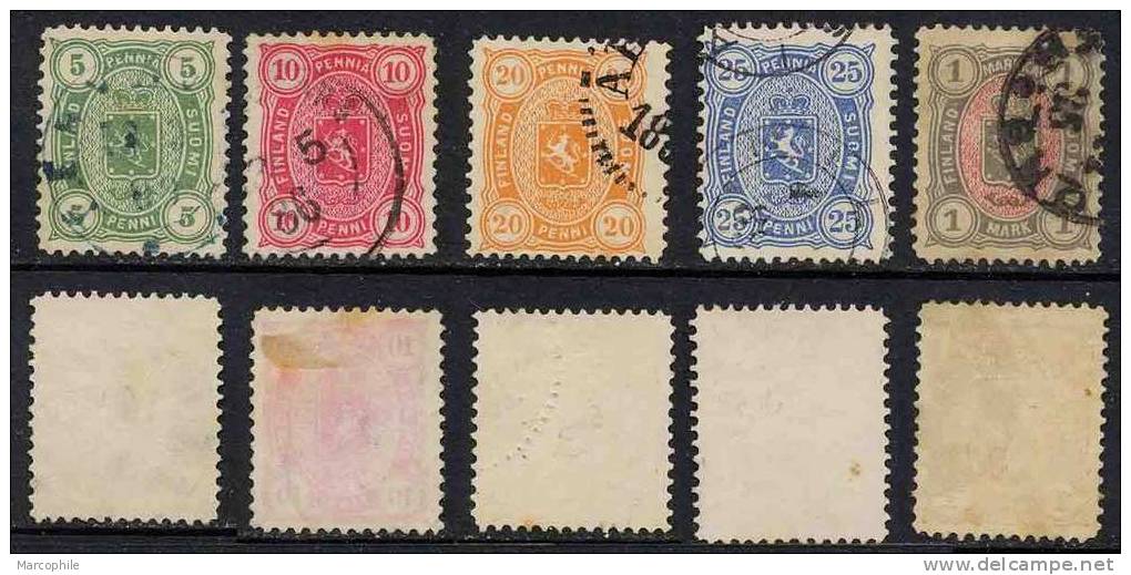 FINLANDE - FINLAND  / 1885 # 21 A 25 Ob. / COTE 29.00 EURO - Used Stamps