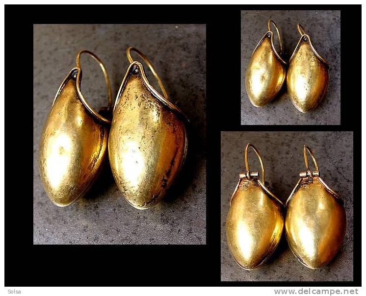 Boucles MAKASI Du Newar En Or / Makasi Gold Earrings From Newari Nepal - Ethnisch