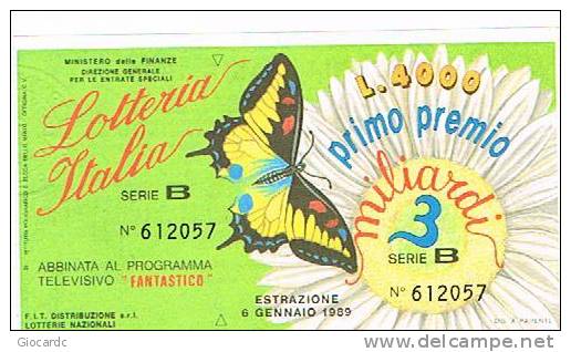 LOTTERIA ITALIA 1988: ABBINATA AL PROGRAMMA TV "FANTASTICO" - ESTRAZ. GENNAIO 1989 - Billetes De Lotería