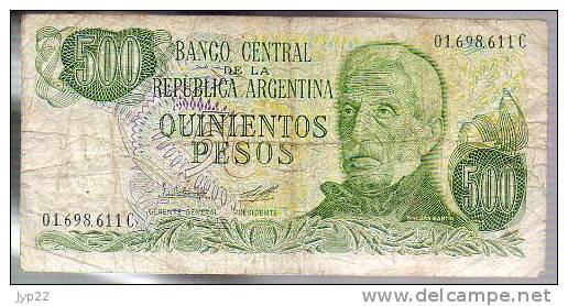 Billet Argentine Argentina - Valeur : 500 Quinientos Pesos - N° 01.698.611 C - Argentine