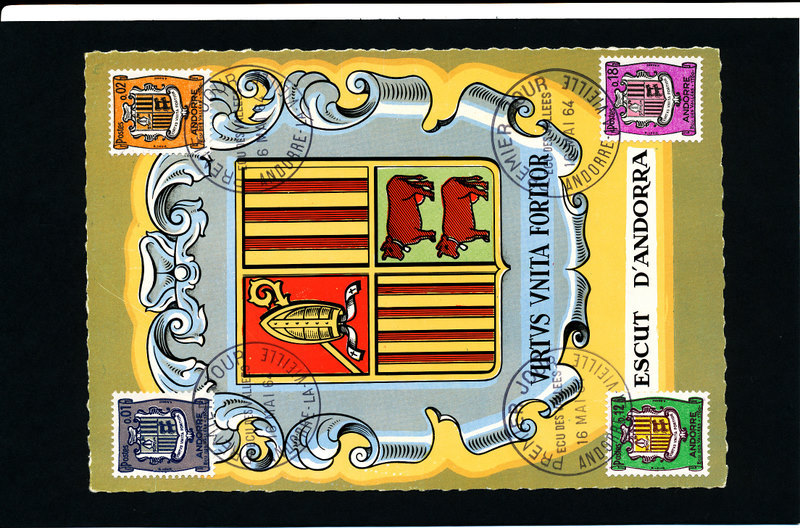 ESCUDO DE ANDORRA   Edifil 164-65-68-70   Años 1961-1971   MUY NUEVO - FDC