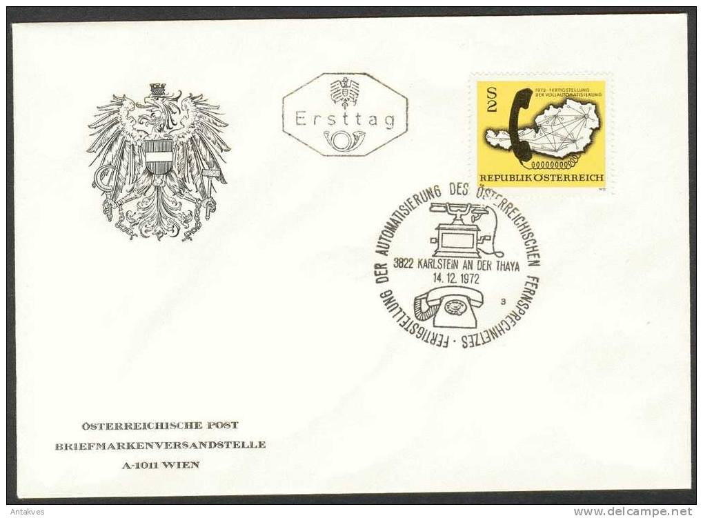Austria Osterreich 1972 Telephones FDC - Briefe U. Dokumente