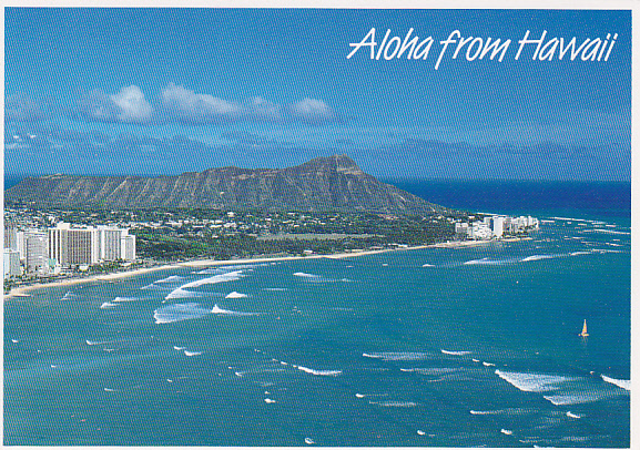 Waikiki Beach Diamond Head In The Background, Hawaii - Oahu