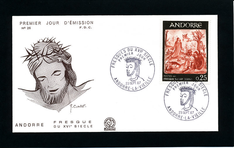 PINTURAS MURALES DE LA CASA DE LOS VALLES   Edifil 204   Año 1967  -  MUY NUEVO  - - FDC