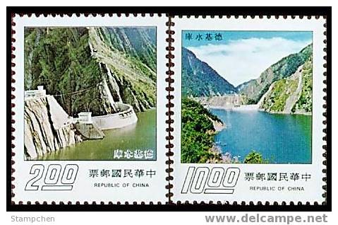 1975 Teki Reservoir Stamps Irrigation Dam Hydraulic Power Taiwan Scenery Tourism - Acqua
