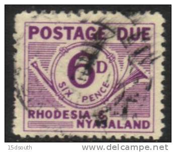 Rhodesia & Nyasaland - 1961 Postage Due 6d Used - Rhodésie & Nyasaland (1954-1963)